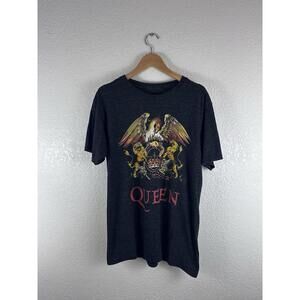 Queen Band T Shirt Mens Large Black Bohemian Rhapsody Crest Logo
